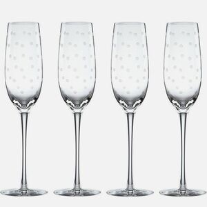 Kate Spade New York Larabee Dot Champagne Flute Glass, Set of 4 New in Box